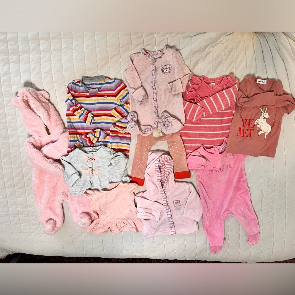Lot of Pink Winter Baby Clothes size NB-3/6 Months